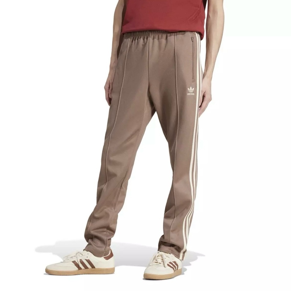 Adidas Men’s Athletic Tan Classic Beckenbauer 3-Stripe‎ Track Pants Size Large